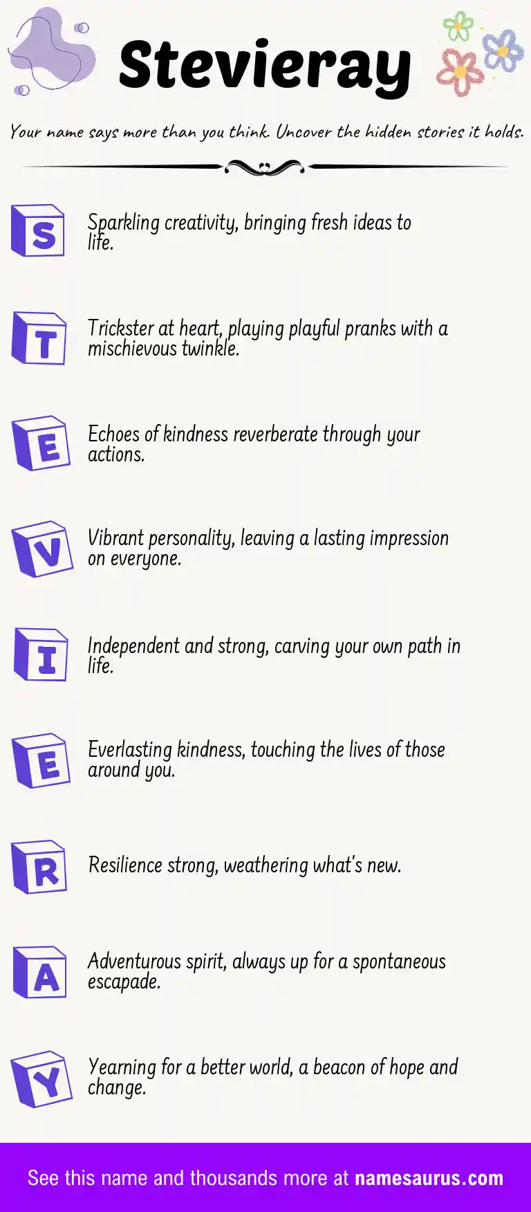 Acrostic poem about Stevieray.