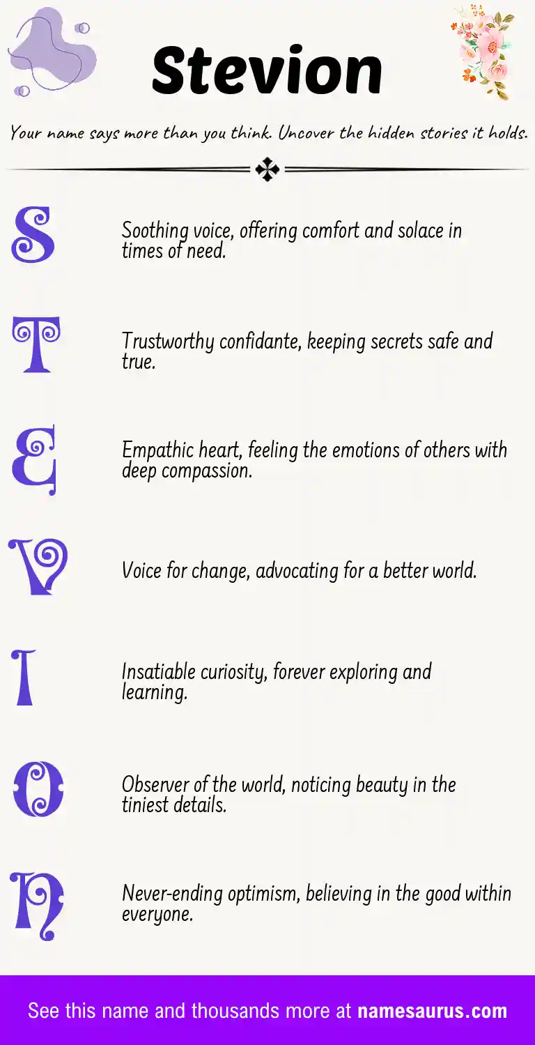 Acrostic poem about Stevion.