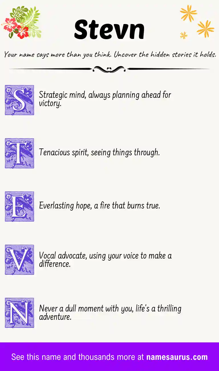Acrostic poem about Stevn.