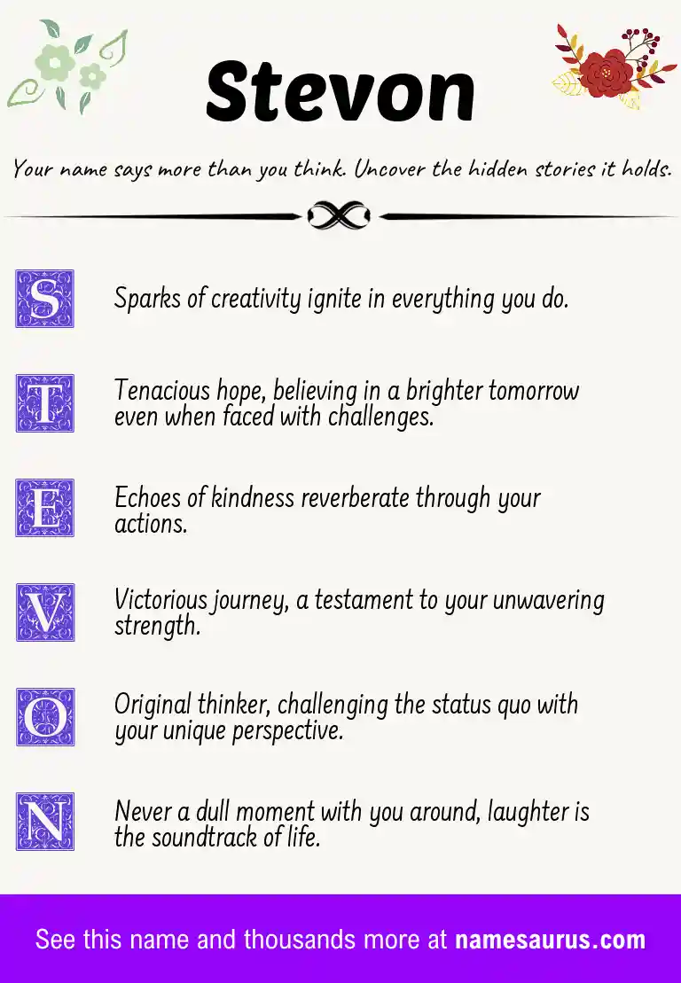 Acrostic poem about Stevon.