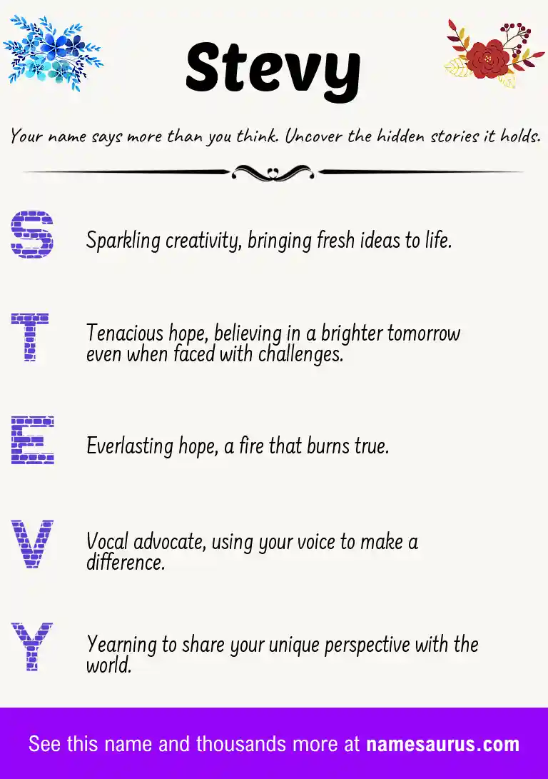 Acrostic poem about Stevy.