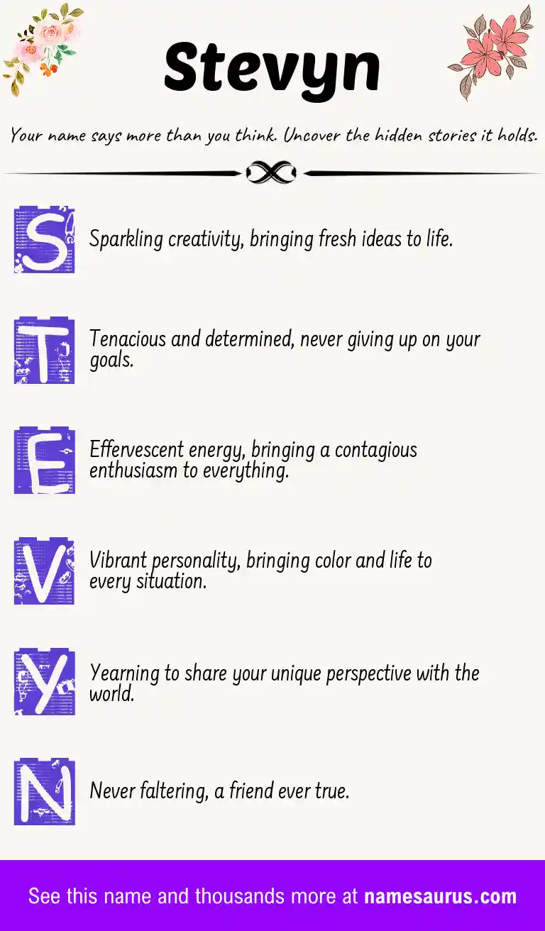 Acrostic poem about Stevyn.