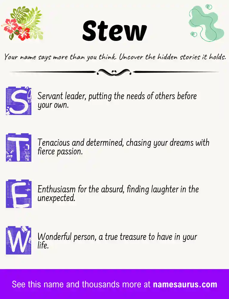 Acrostic poem about Stew.