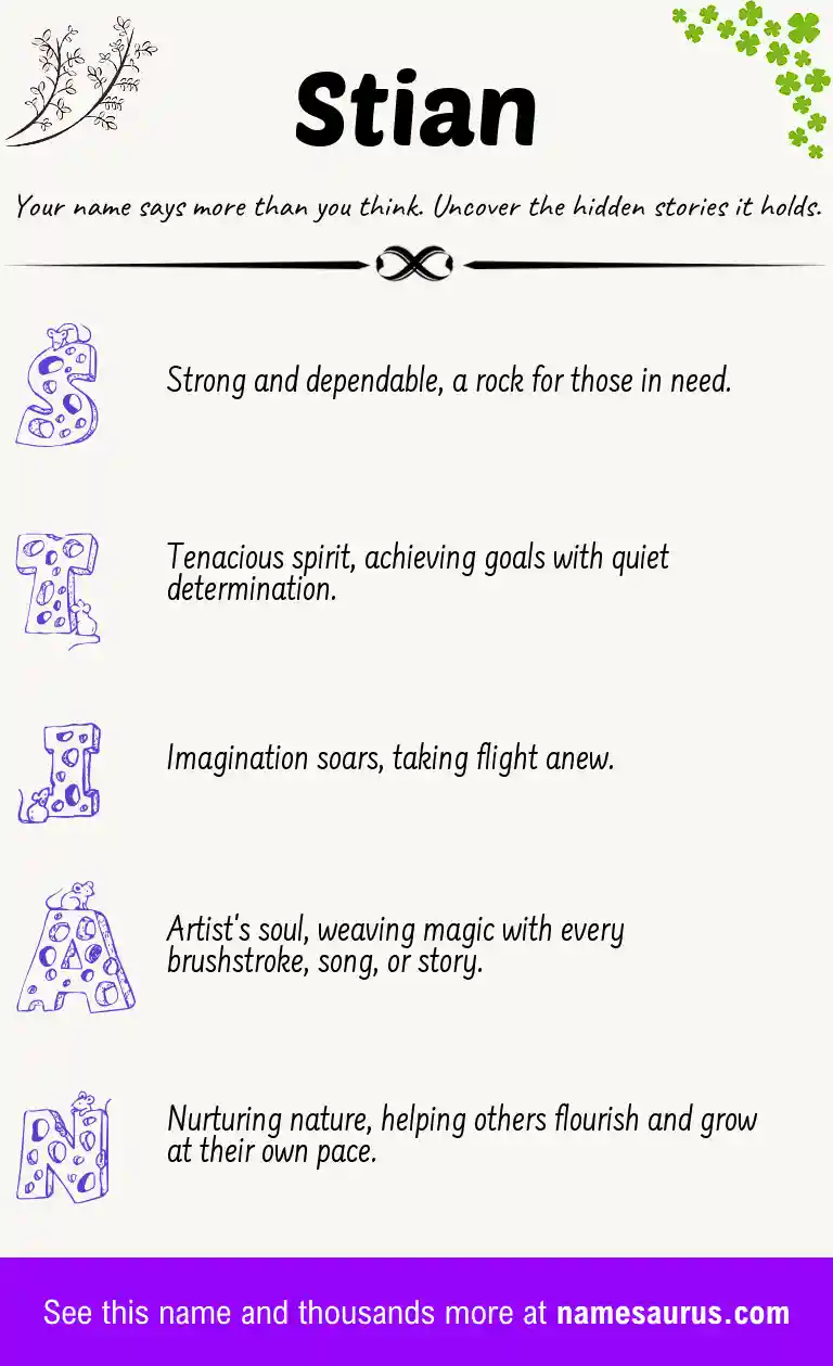 Acrostic poem about Stian.