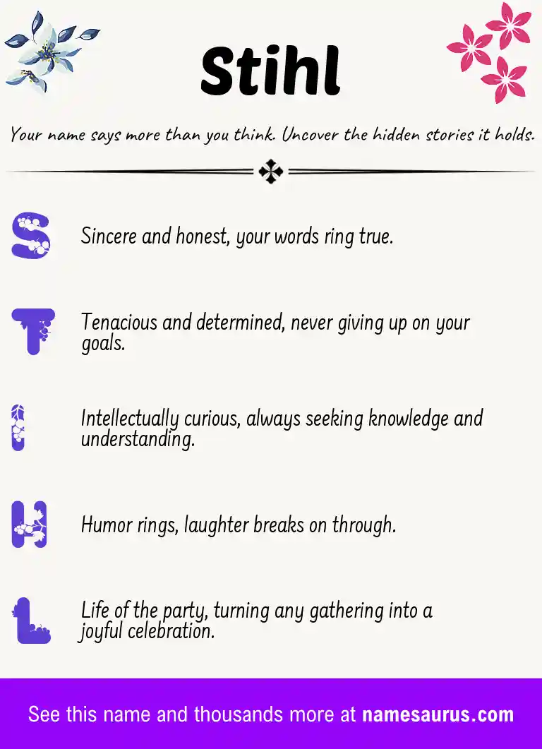 Acrostic poem about Stihl.
