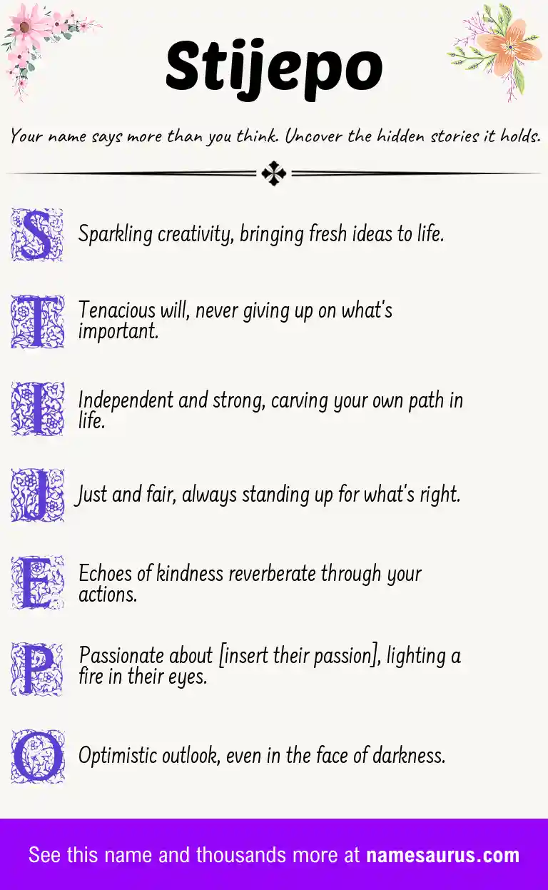 Acrostic poem about Stijepo.