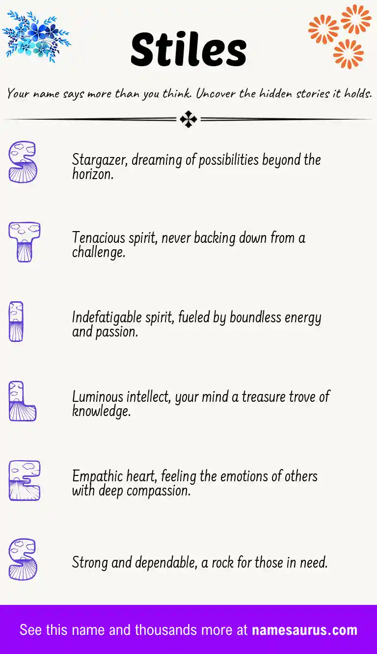 Acrostic poem about Stiles.