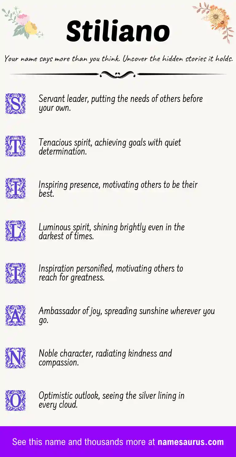 Acrostic poem about Stiliano.