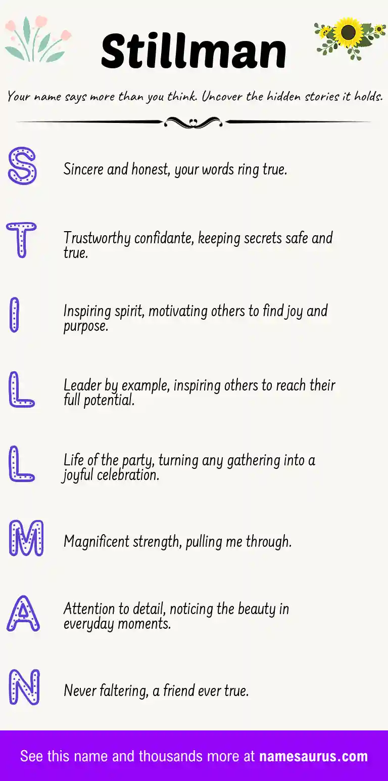 Acrostic poem about Stillman.