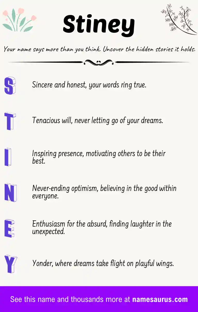 Acrostic poem about Stiney.