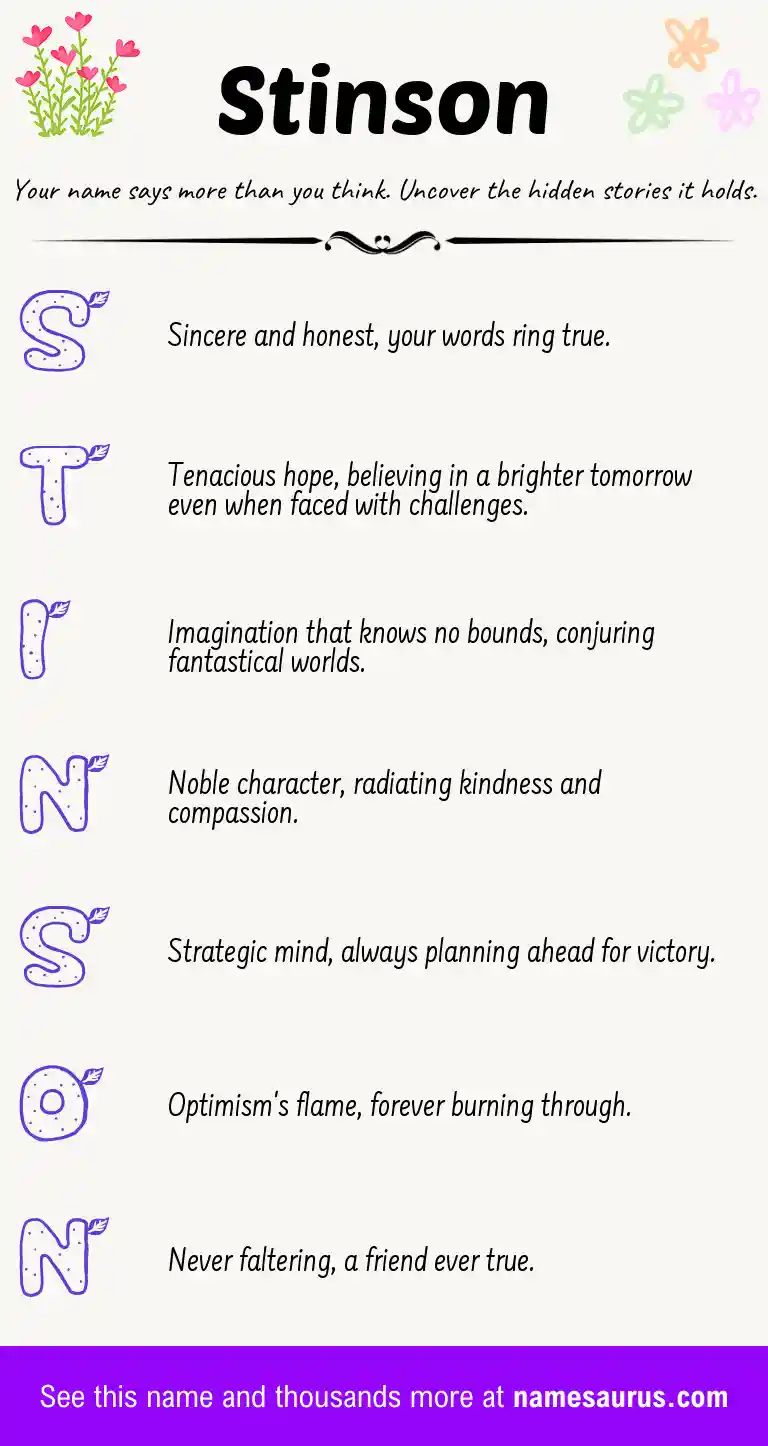 Acrostic poem about Stinson.