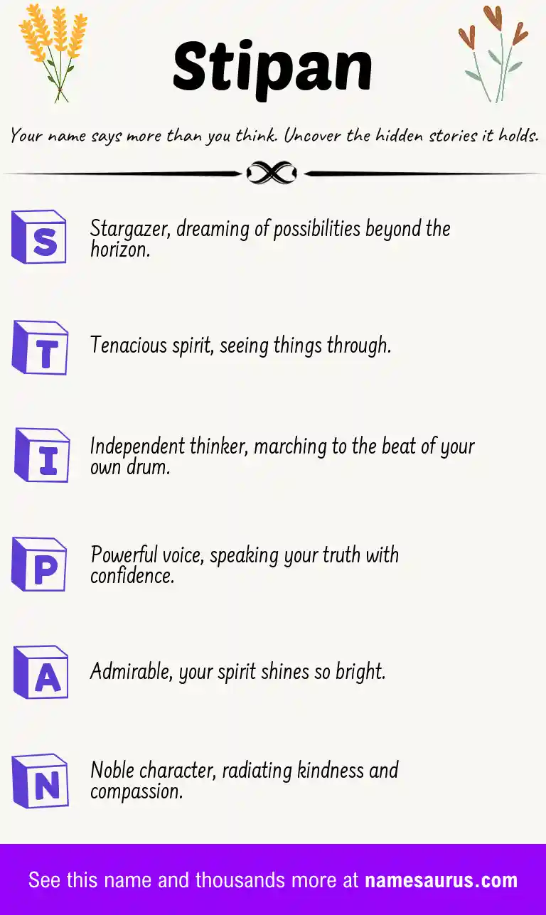 Acrostic poem about Stipan.
