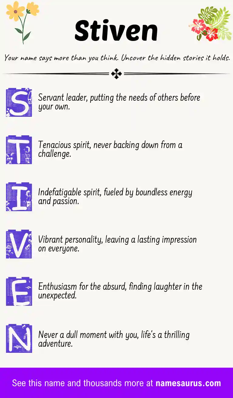 Acrostic poem about Stiven.