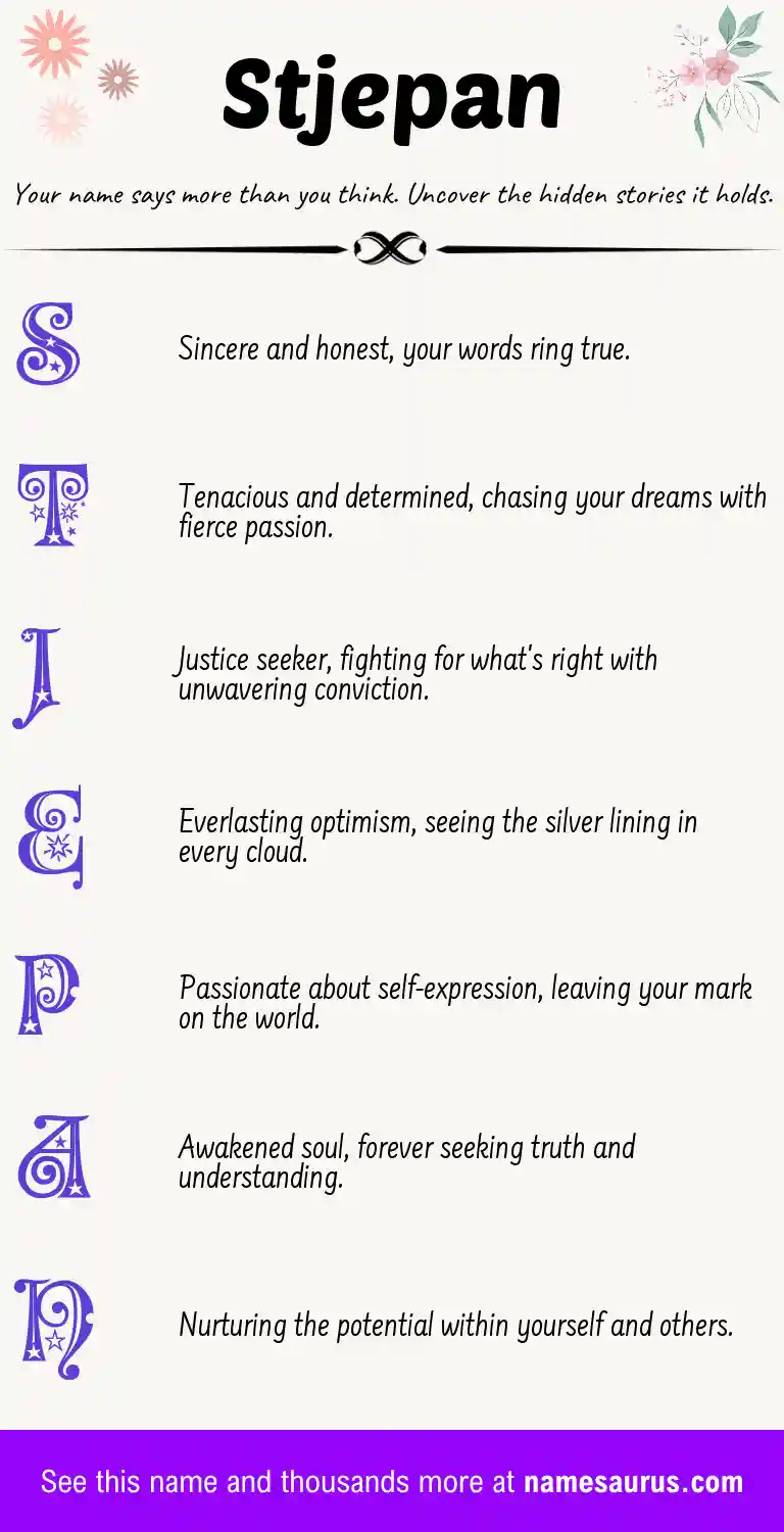 Acrostic poem about Stjepan.
