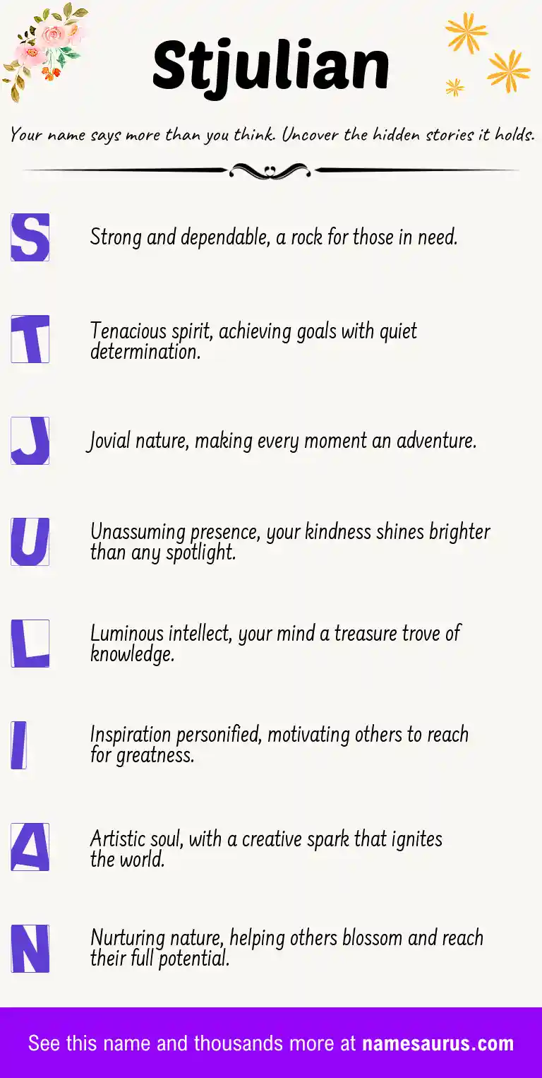 Acrostic poem about Stjulian.