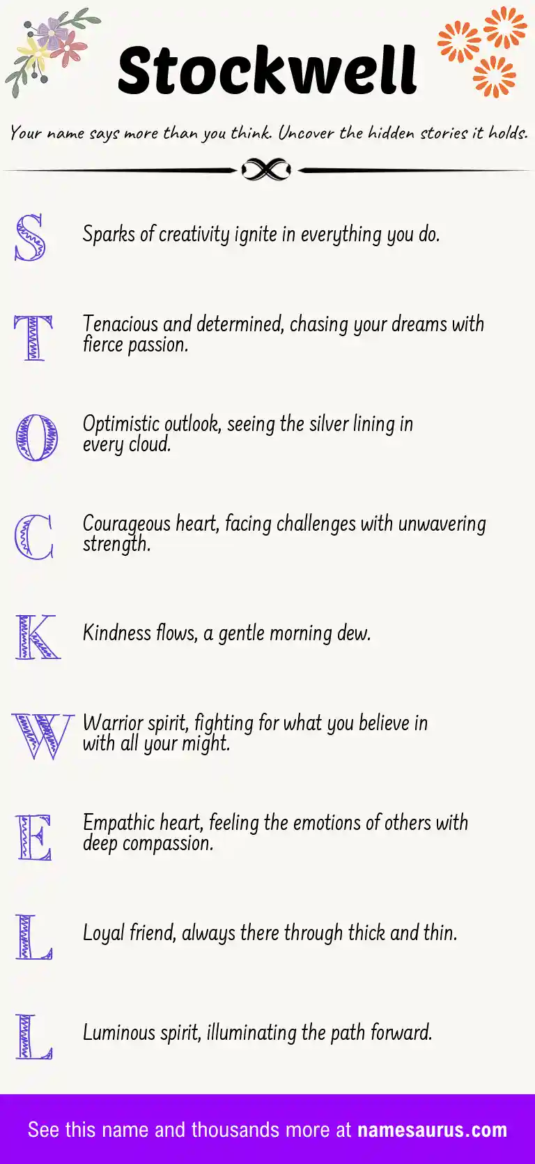 Acrostic poem about Stockwell.