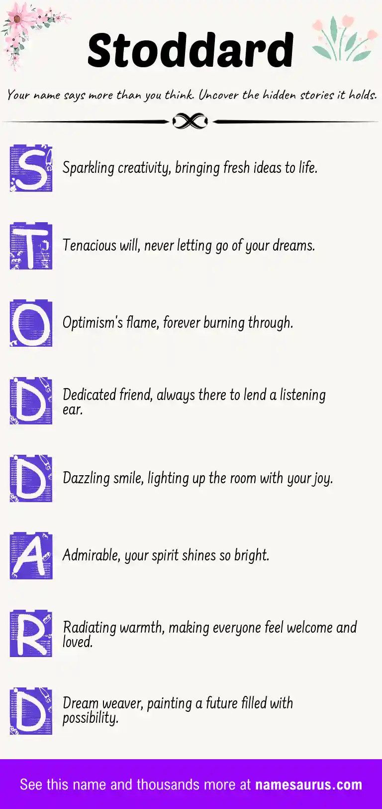 Acrostic poem about Stoddard.