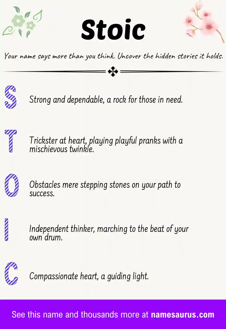 Acrostic poem about Stoic.