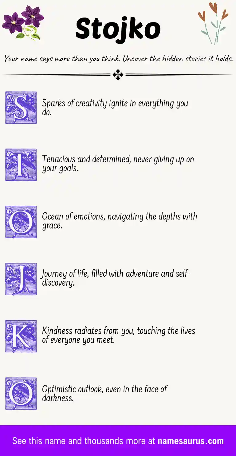 Acrostic poem about Stojko.