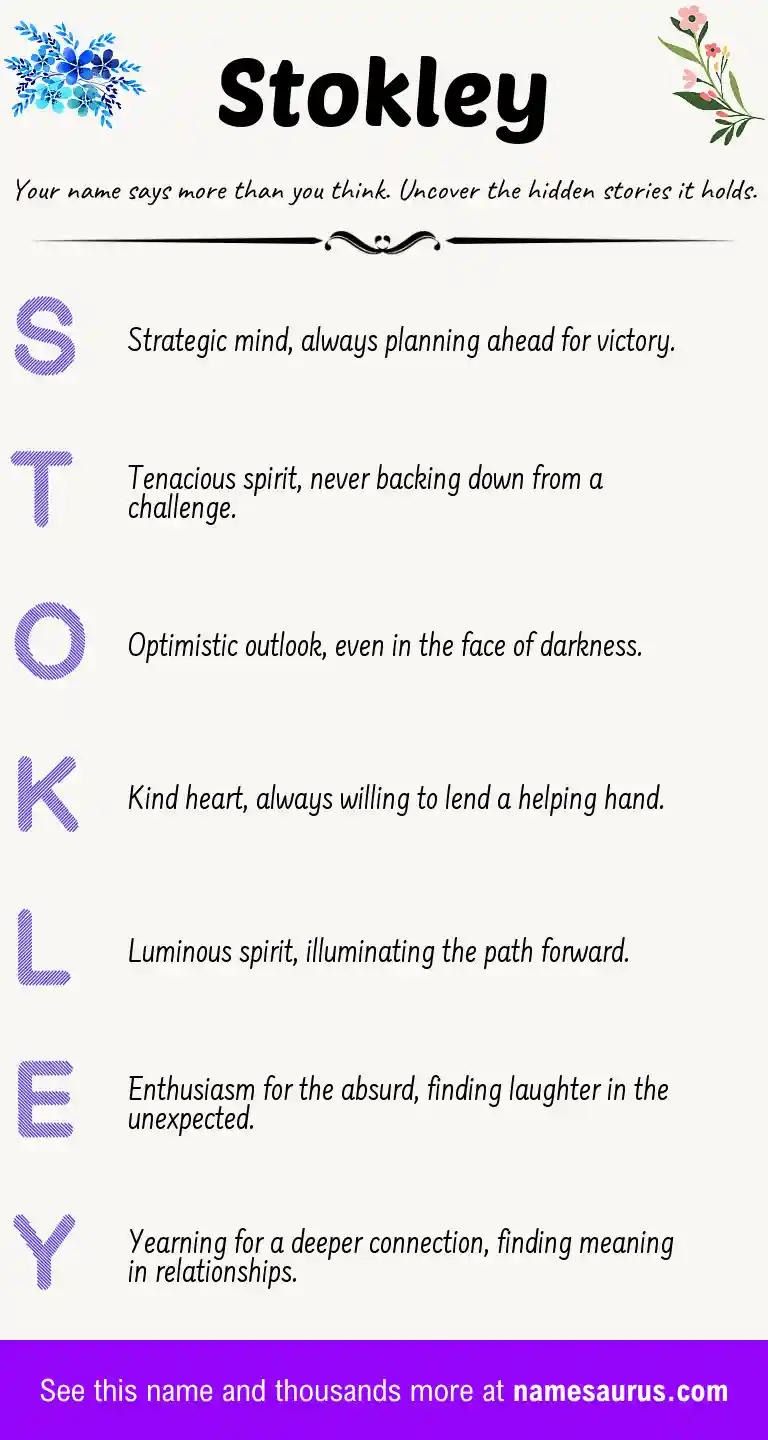 Acrostic poem about Stokley.