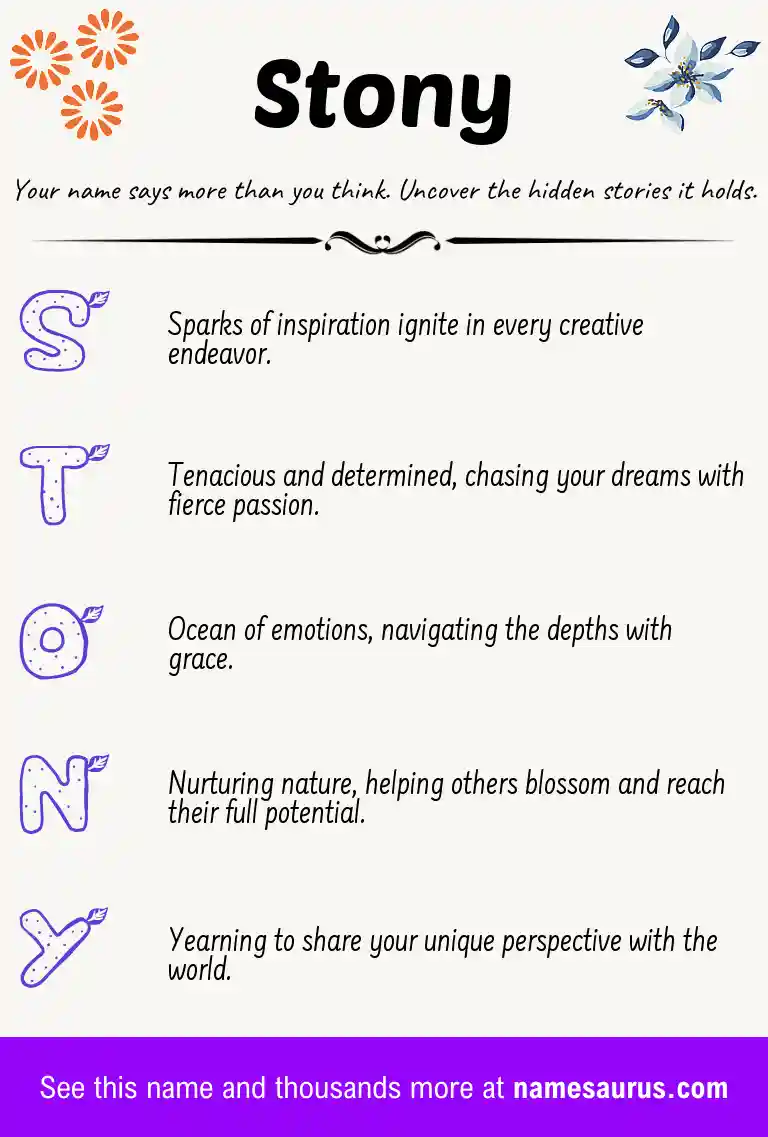 Acrostic poem about Stony.