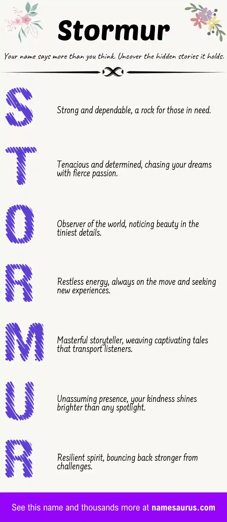 Acrostic poem about Stormur.