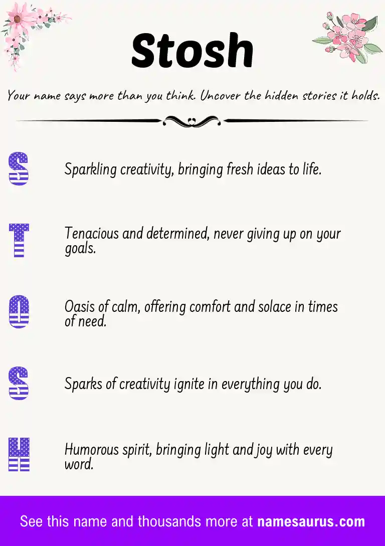 Acrostic poem about Stosh.