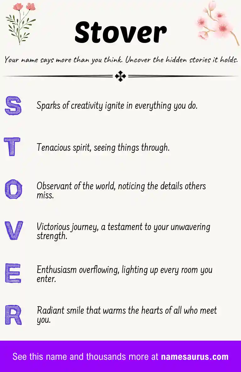 Acrostic poem about Stover.