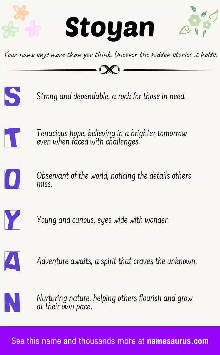 Acrostic poem about Stoyan.
