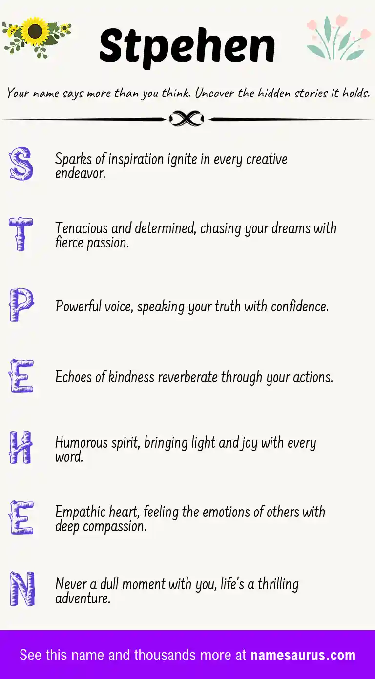 Acrostic poem about Stpehen.