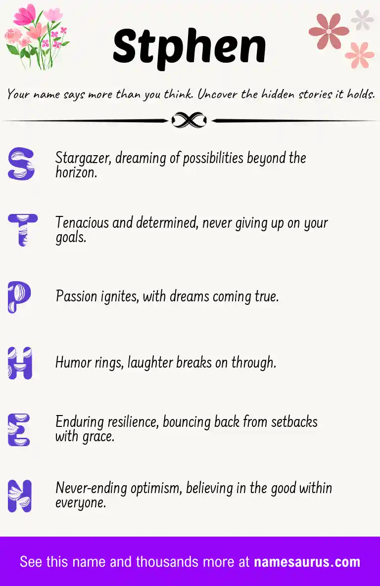 Acrostic poem about Stphen.