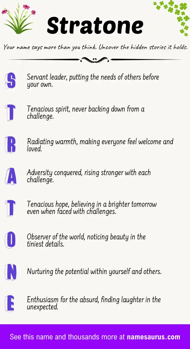 Acrostic poem about Stratone.