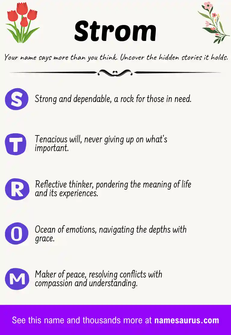 Acrostic poem about Strom.