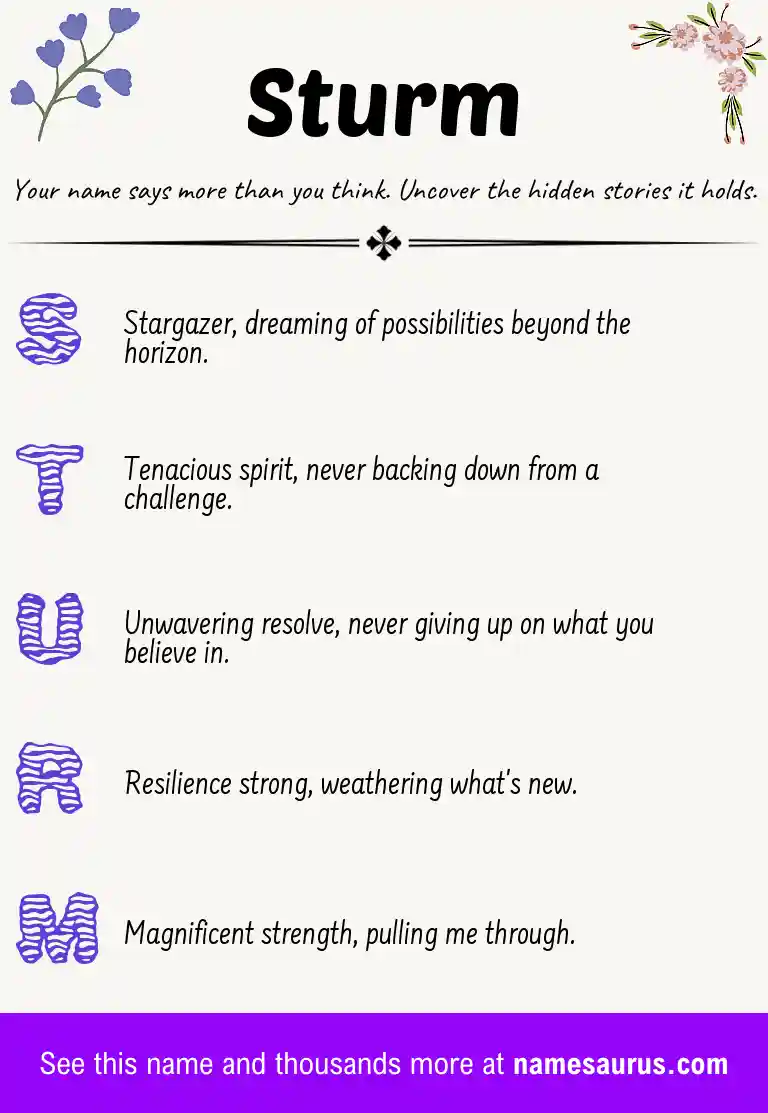 Acrostic poem about Sturm.