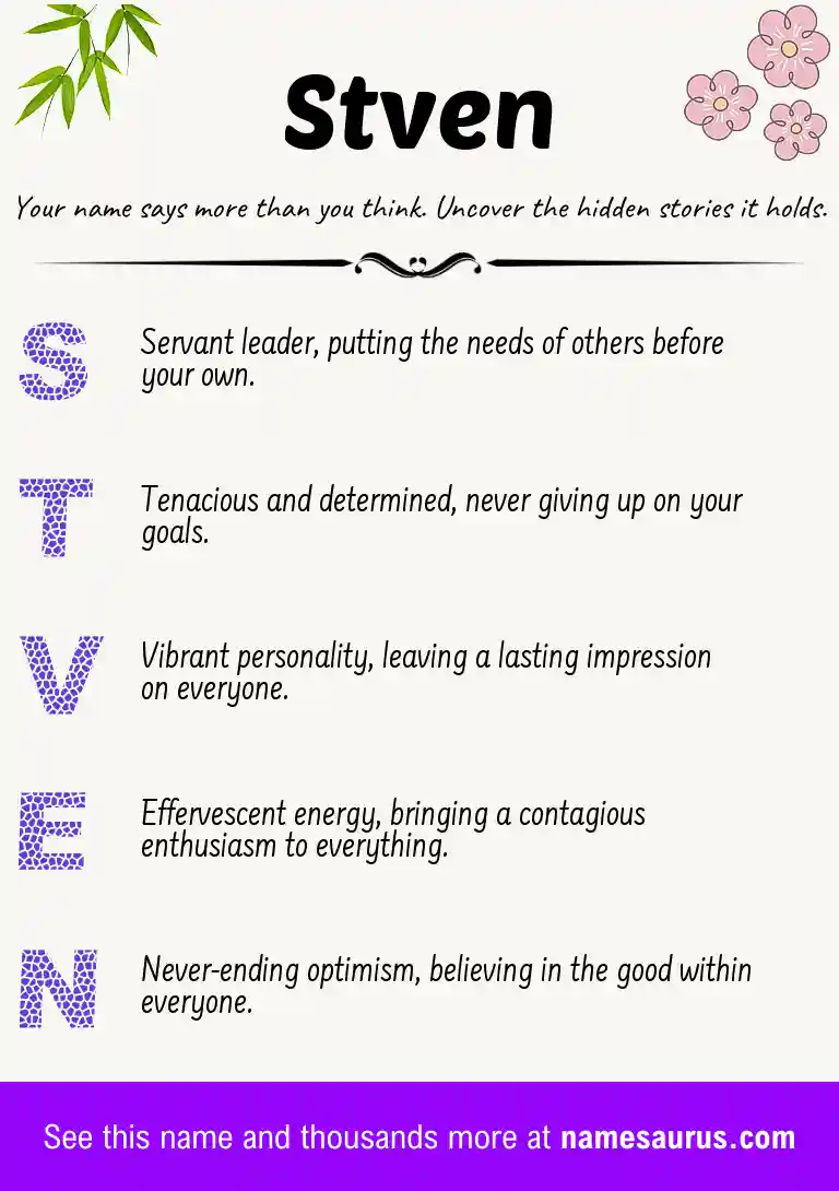Acrostic poem about Stven.
