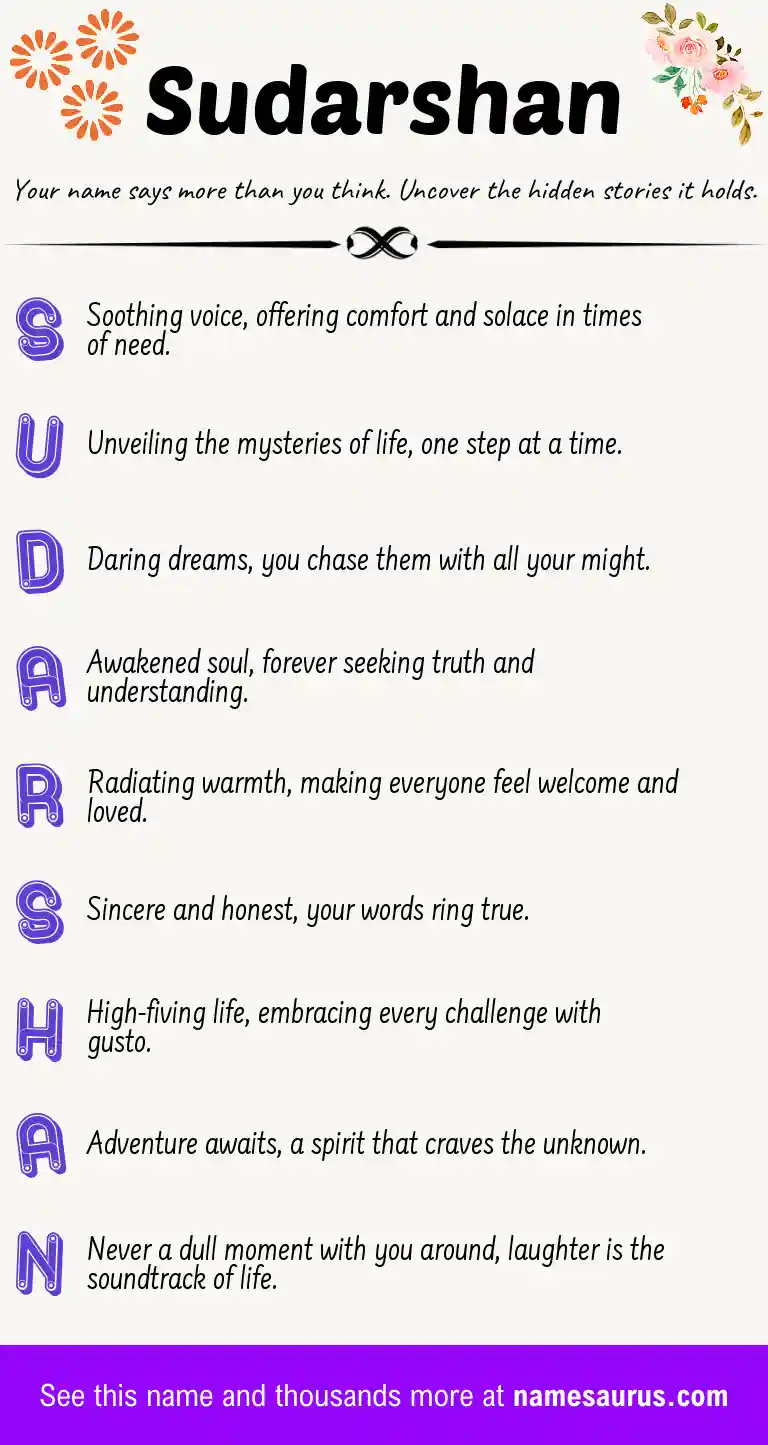 Acrostic poem about Sudarshan.