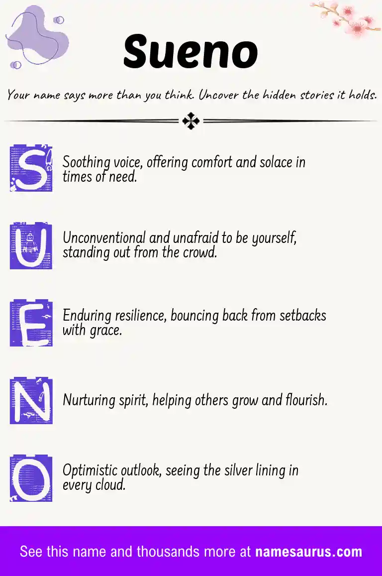 Acrostic poem about Sueno.