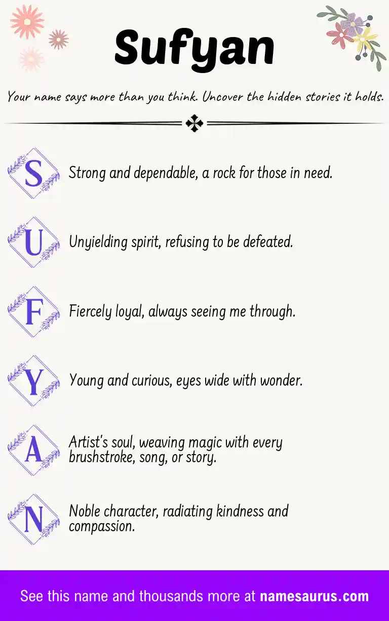 Acrostic poem about Sufyan.