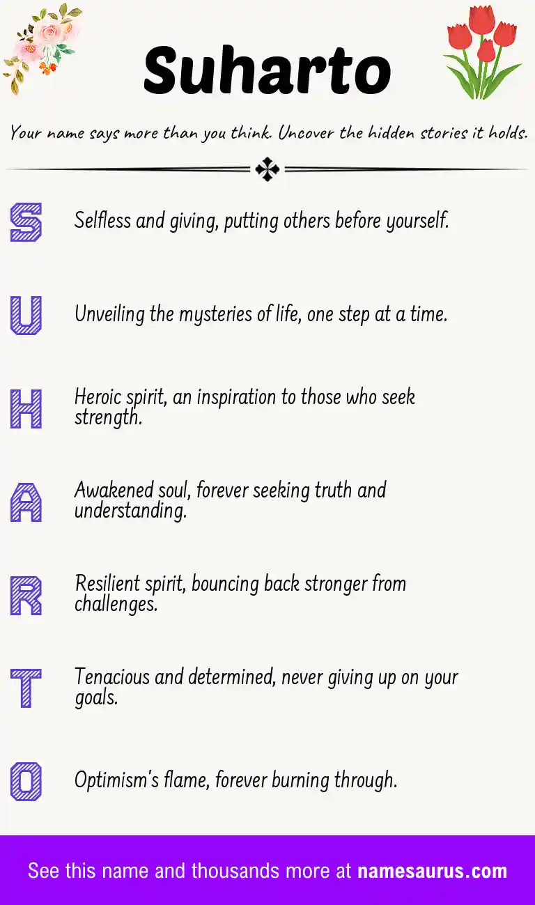 Acrostic poem about Suharto.