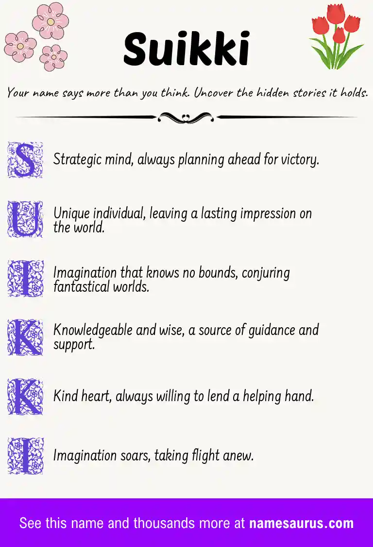Acrostic poem about Suikki.