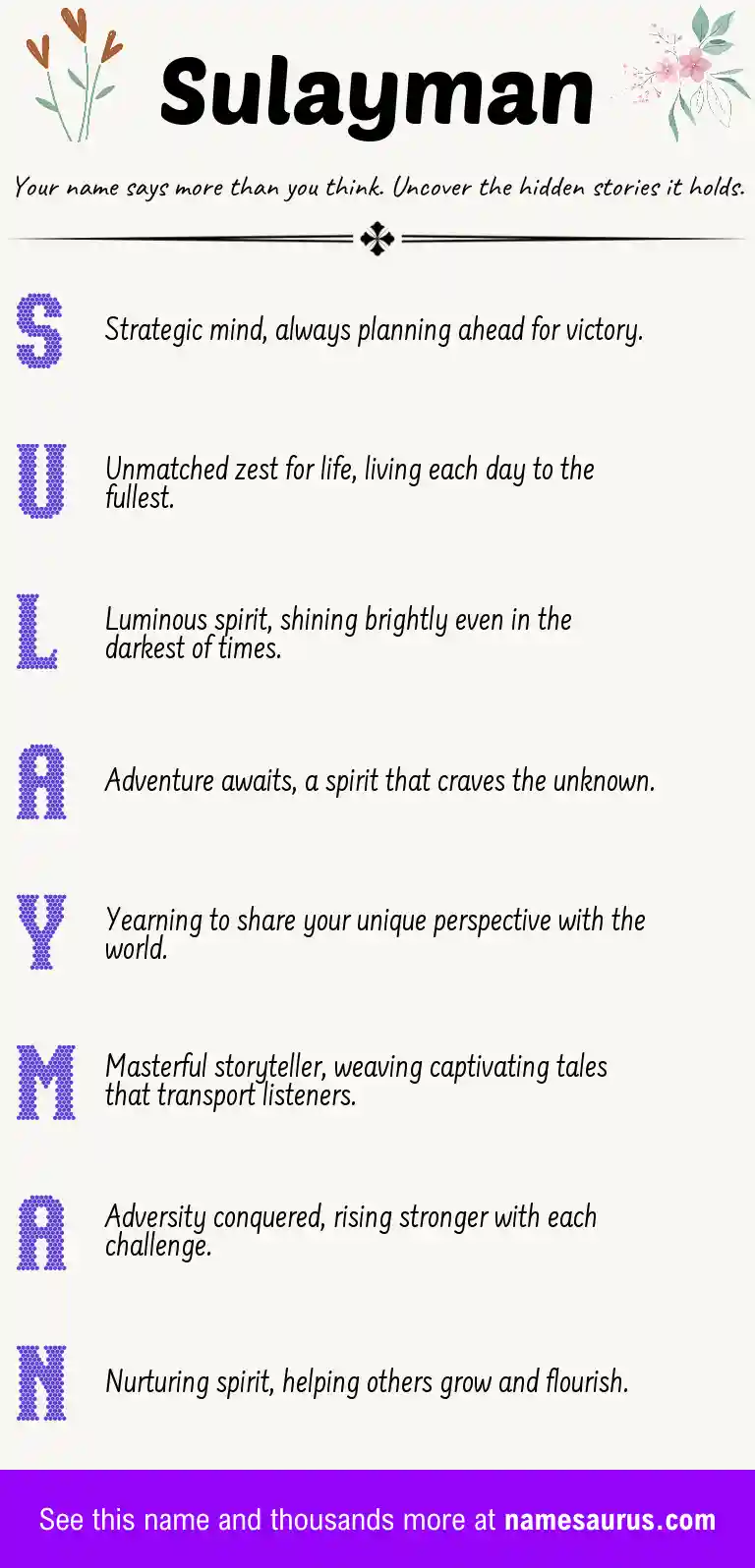 Acrostic poem about Sulayman.