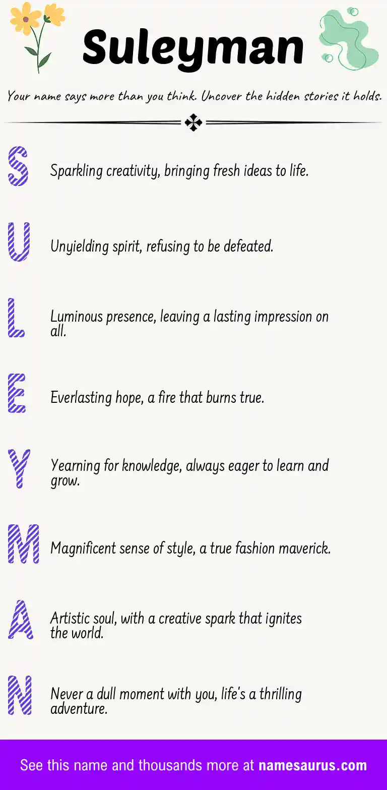 Acrostic poem about Suleyman.