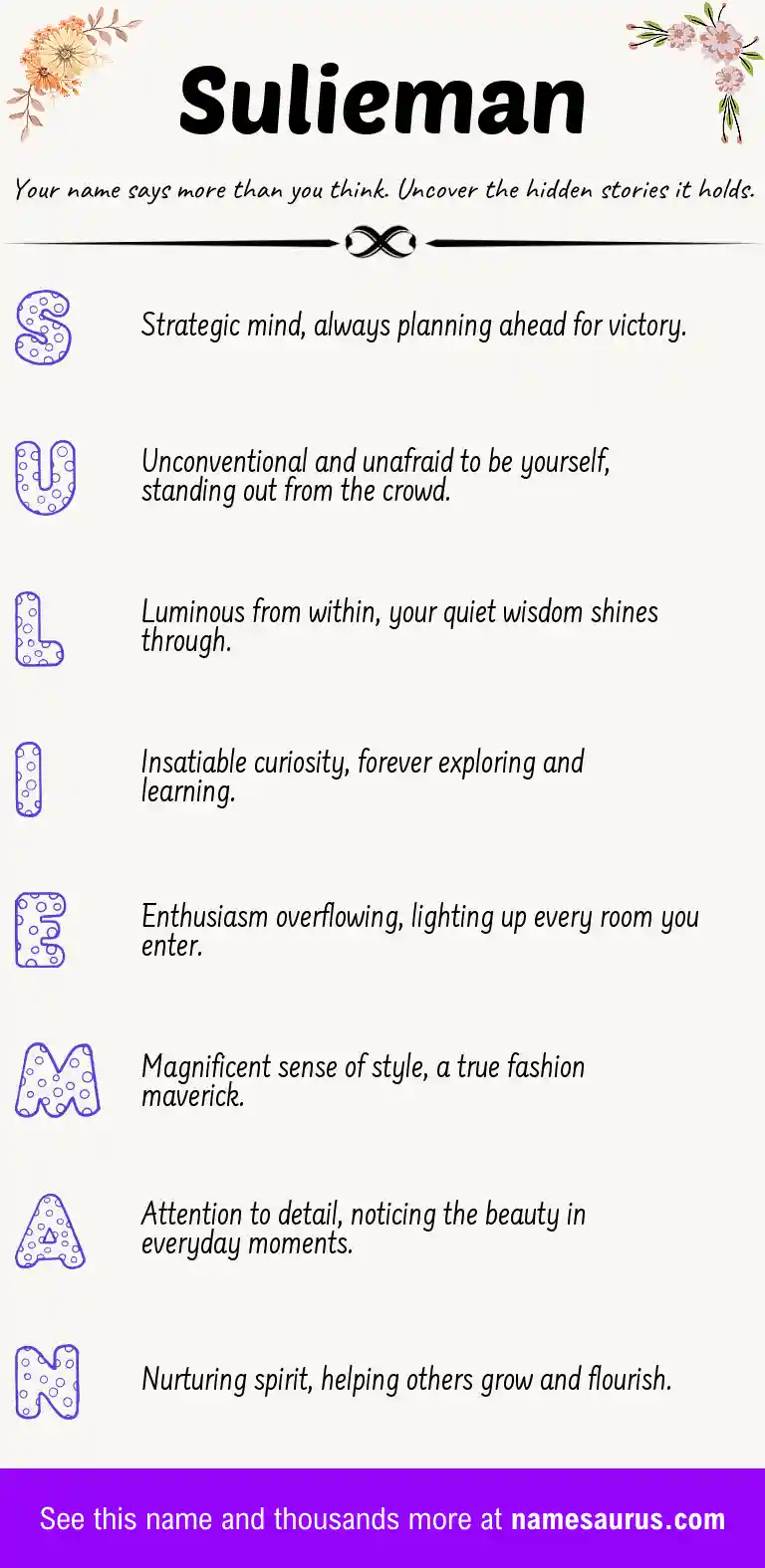Acrostic poem about Sulieman.