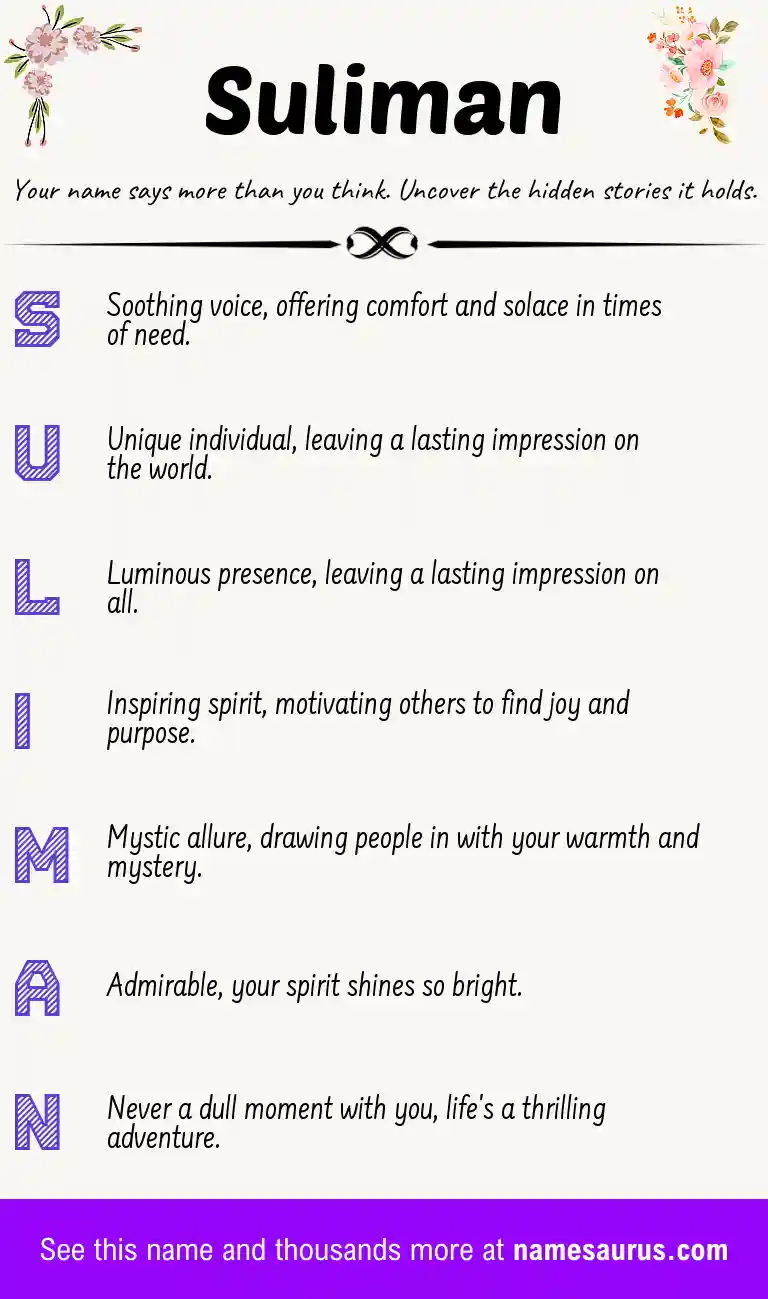 Acrostic poem about Suliman.