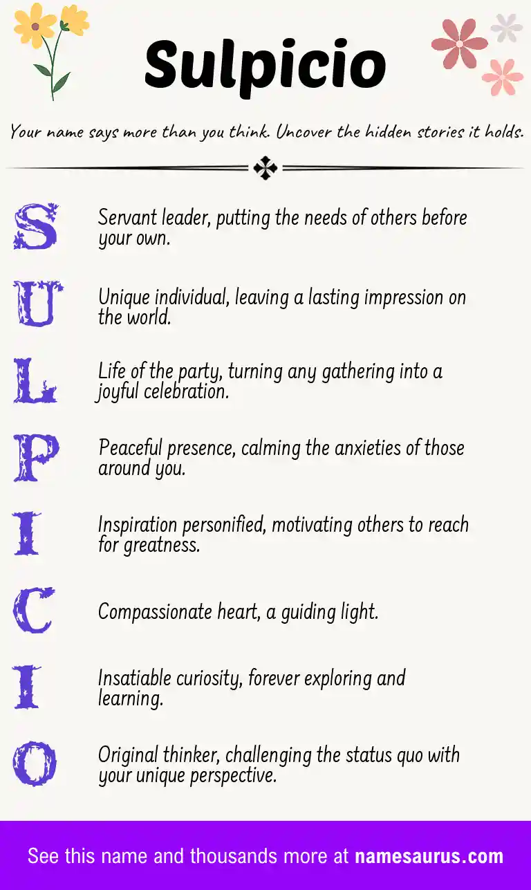 Acrostic poem about Sulpicio.