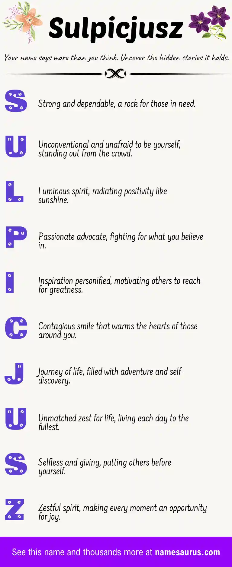 Acrostic poem about Sulpicjusz.