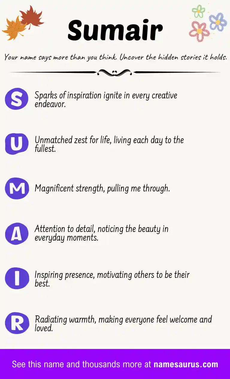 Acrostic poem about Sumair.