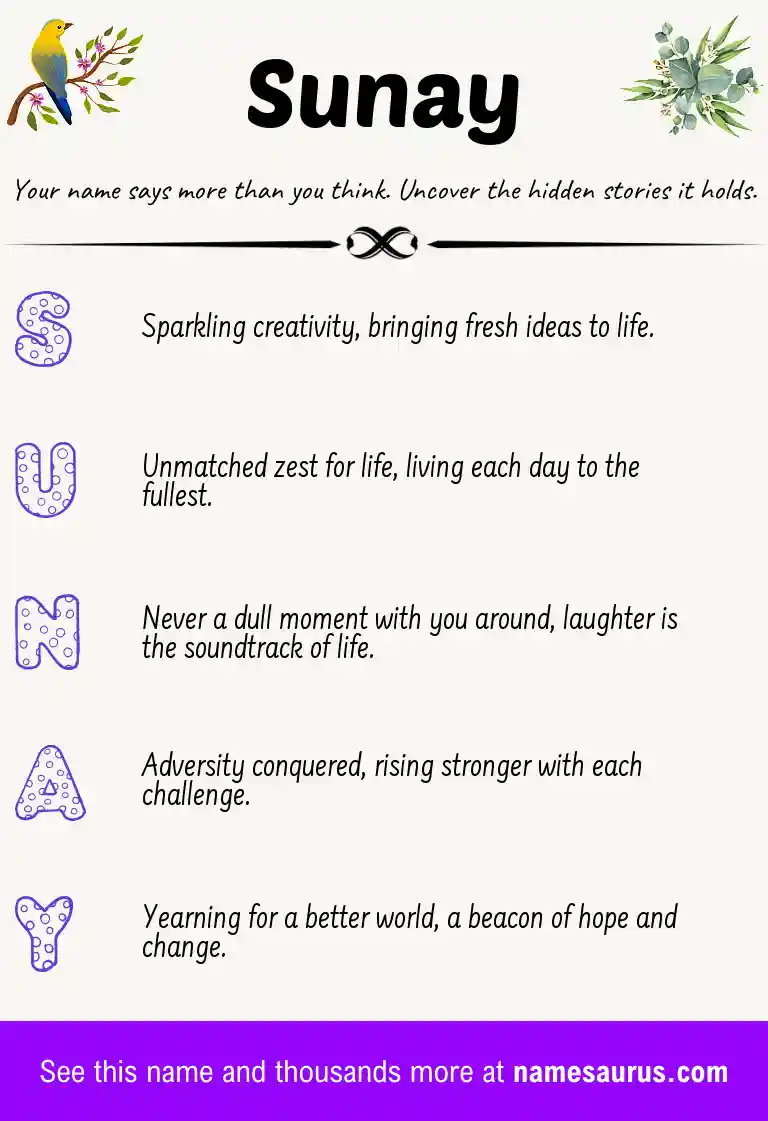 Acrostic poem about Sunay.