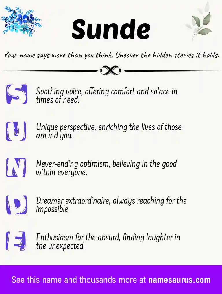Acrostic poem about Sunde.