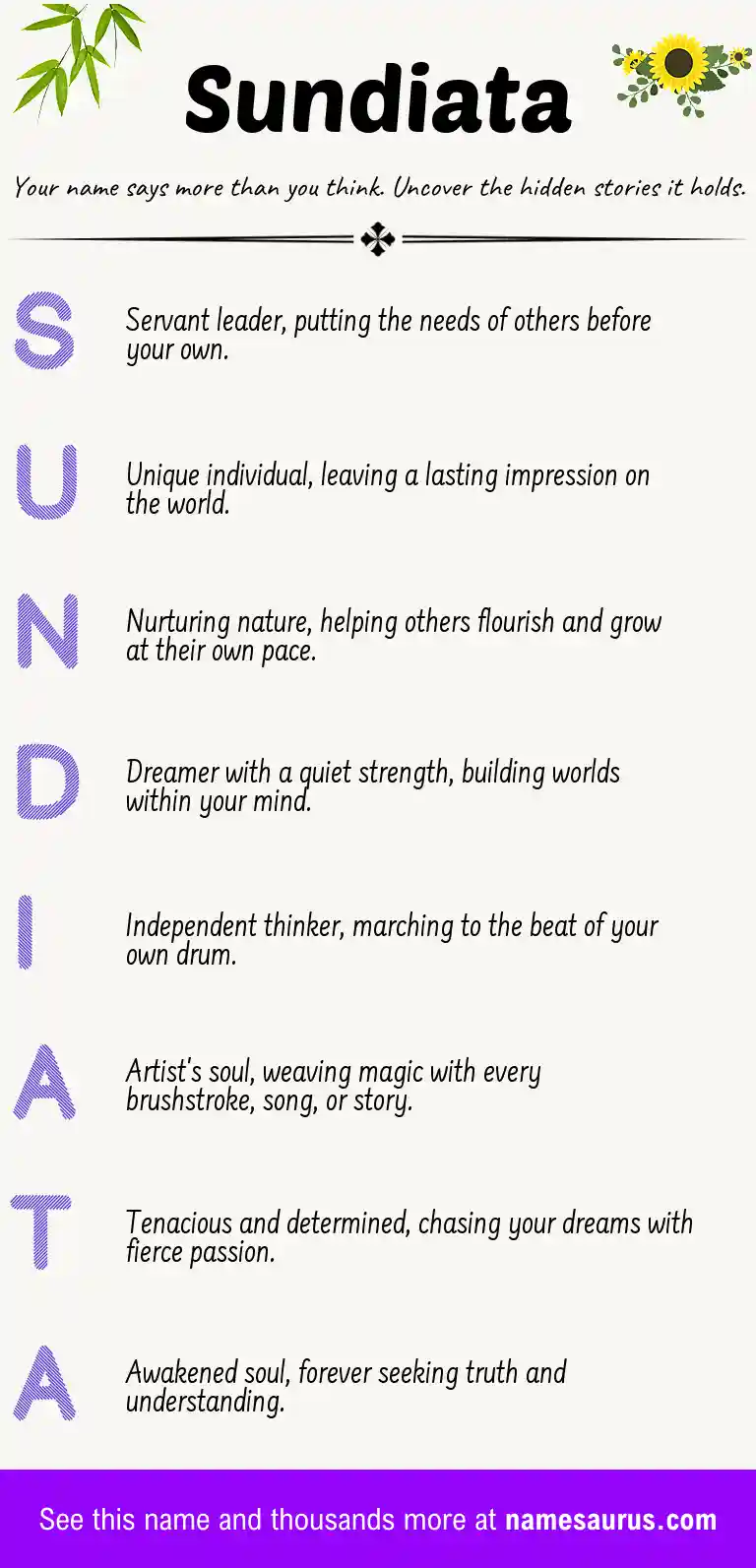 Acrostic poem about Sundiata.